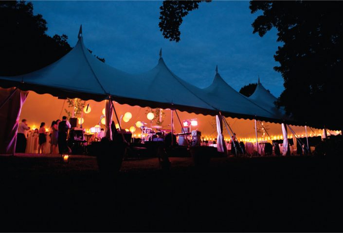 Pole Tent with Lantern Lighting